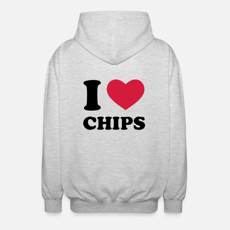 I Love Chips - Unisex Kapuzenjacke - Hellgrau meliert