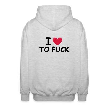 I Love To Fuck - Veste à capuche unisexe - gris clair chiné - Dos - AI Model Male 185 light (185cm)