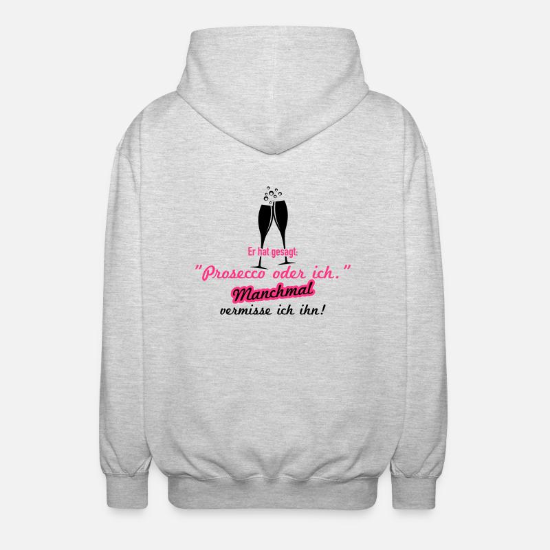Prosecco oder ich - Unisex Kapuzenjacke - Hellgrau meliert