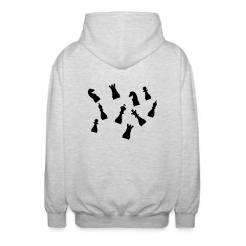Schach Figuren - Unisex Kapuzenjacke - Hellgrau meliert - Hinten - AI Model Male 185 light (185cm)