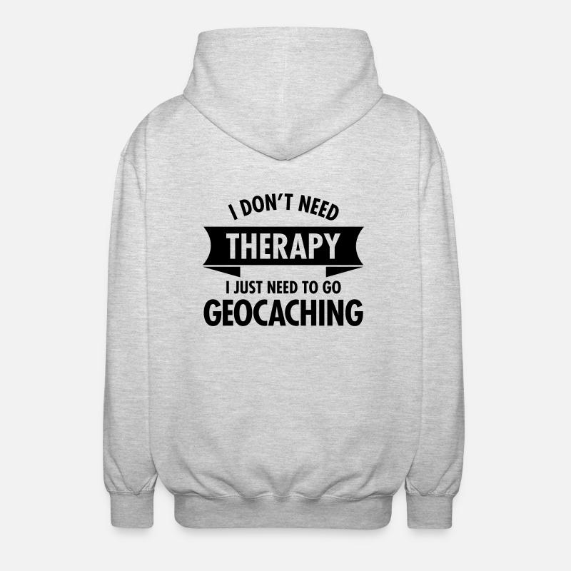 Therapy - Geocaching - Unisex Hooded Jacket - light heather grey