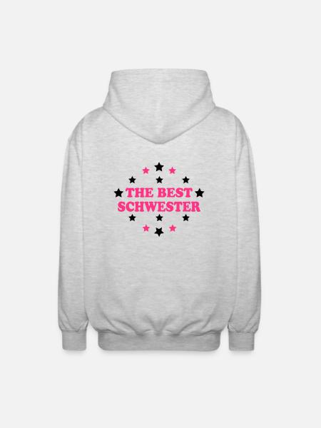 The best schwester - Unisex Hooded Jacket - light heather grey