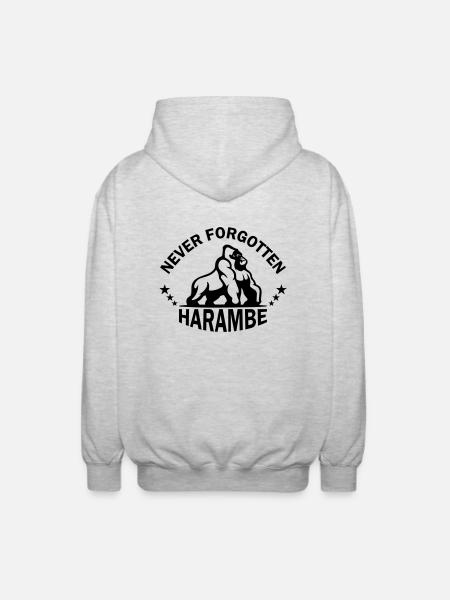 Never Forgotten Harambe - Unisex Hooded Jacket - light heather grey