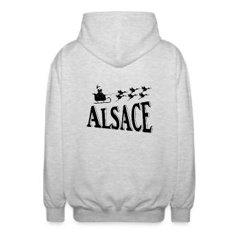 Alsace Christmas Storks - Unisex Hooded Jacket - light heather grey - Back - AI Model Male 185 light (185cm)