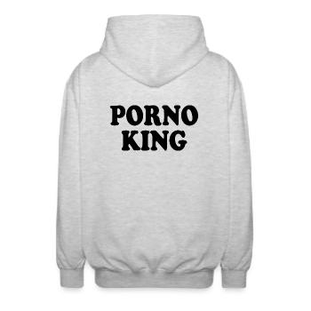 Porno king - Unisex Kapuzenjacke - Hellgrau meliert - Hinten - AI Model Male 185 light (185cm)