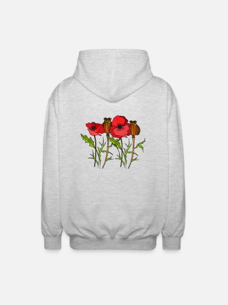 Blumen - Unisex Kapuzenjacke - Hellgrau meliert