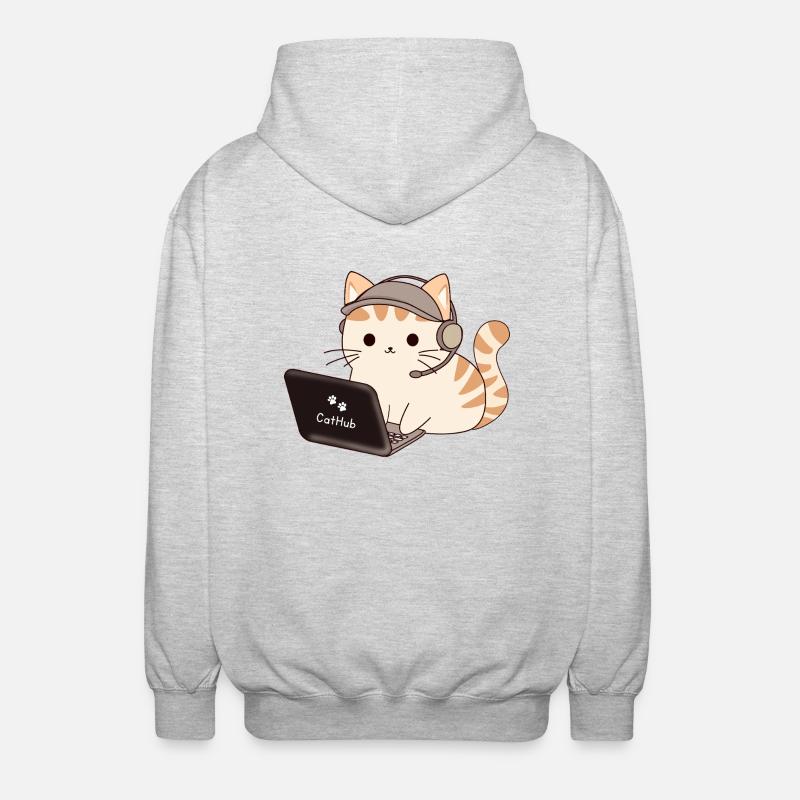 cat programmer - Unisex Kapuzenjacke - Hellgrau meliert