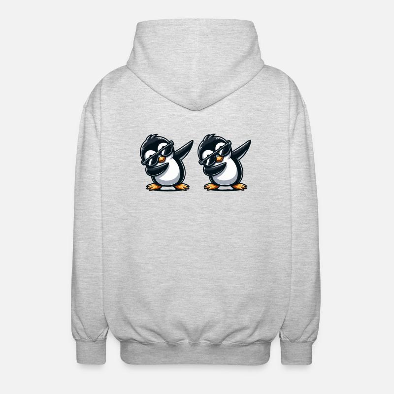pinguin dabbing 2 - Unisex Kapuzenjacke - Hellgrau meliert
