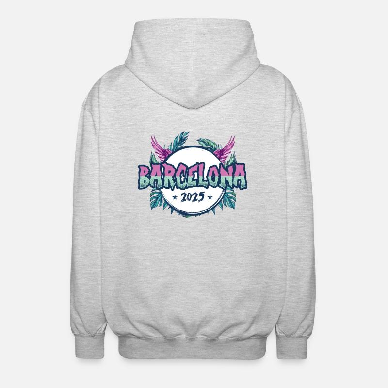 Vacances Barcelone 2025 - Veste à capuche unisexe - gris clair chiné