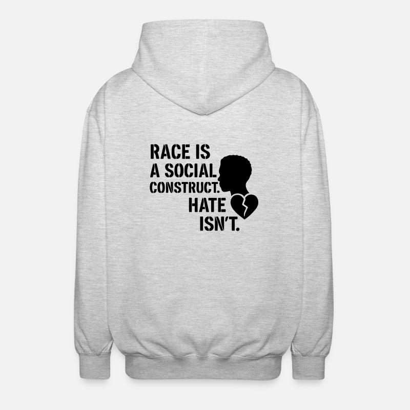 Hate is no social construct - Unisex Hooded Jacket - light heather grey