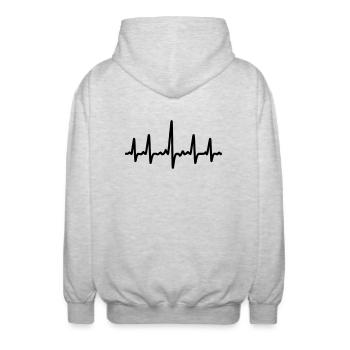 heartbeat - Unisex Kapuzenjacke - Hellgrau meliert - Hinten - AI Model Male 185 light (185cm)