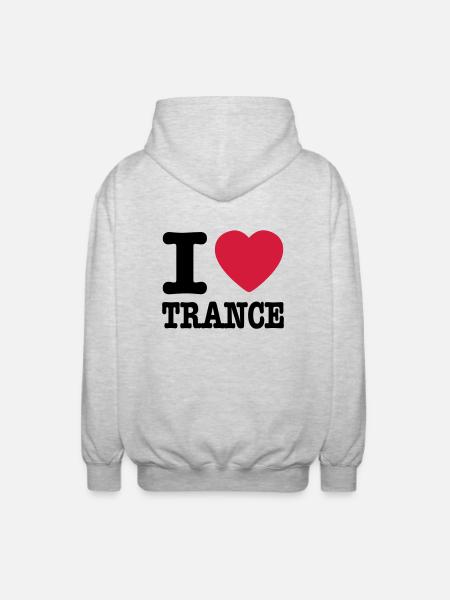 I love trance / I heart trance - Uniseks zip hoodie - lichtgrijs gemêleerd