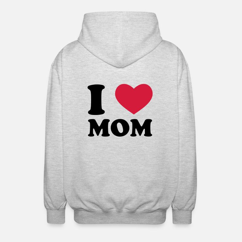 I Love Mom - Veste à capuche unisexe - gris clair chiné