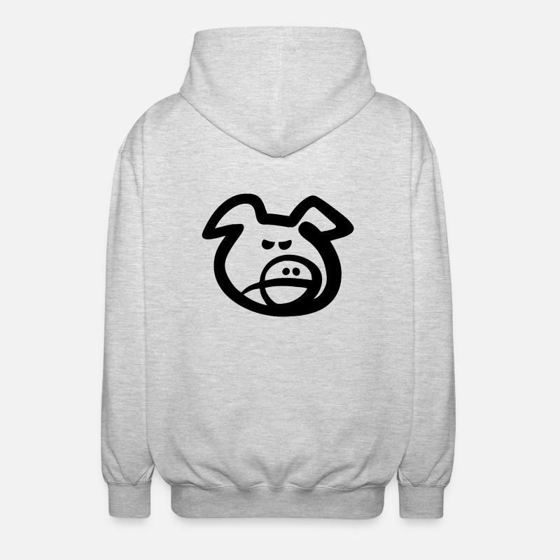 Tête de Cochon (vectoriel) - Veste à capuche unisexe - gris clair chiné