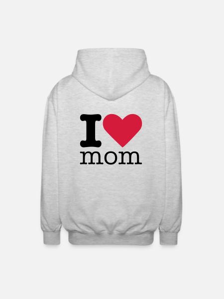 I Love Mom - Unisex Kapuzenjacke - Hellgrau meliert