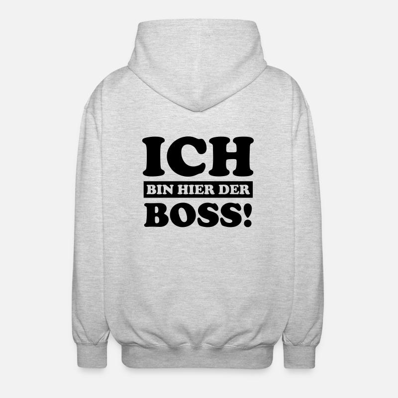 ich_bin_hier_der_boss - Unisex Kapuzenjacke - Hellgrau meliert