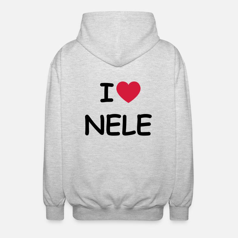 I love Nele - Unisex Kapuzenjacke - Hellgrau meliert