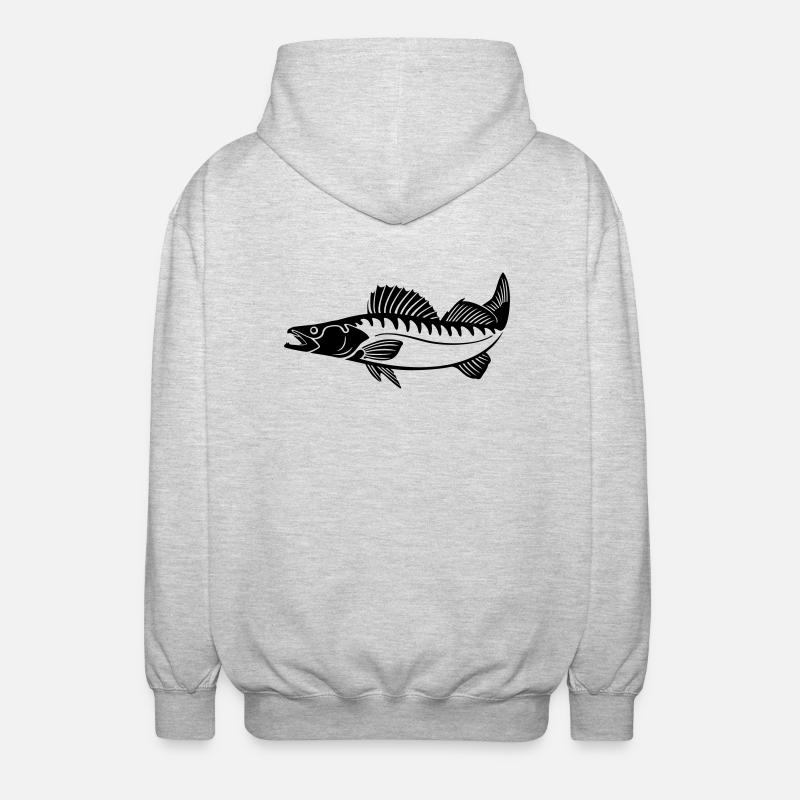 Zander (pikeperch) - Unisex Hooded Jacket - light heather grey