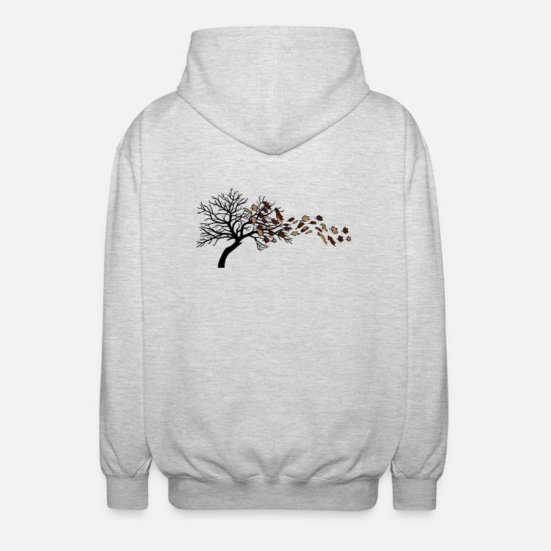 Herbstblätter wind baum - Unisex Kapuzenjacke - Hellgrau meliert