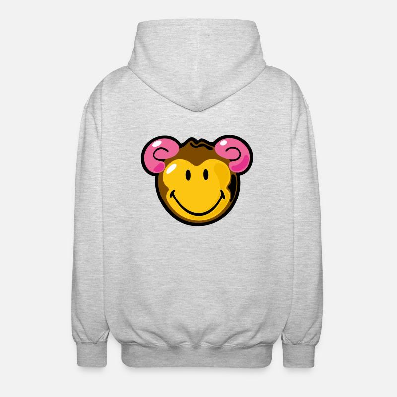 Smiley Monkey - Unisex Hooded Jacket - light heather grey