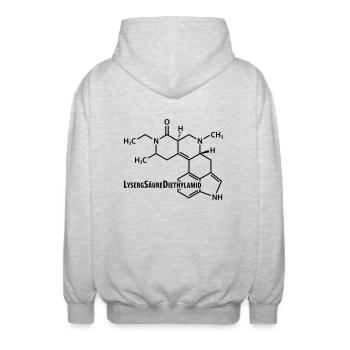 LSD Strukturformel Acid Techno-Szene Drogen Rausch - Unisex Kapuzenjacke - Hellgrau meliert - Hinten - AI Model Male 185 light (185cm)