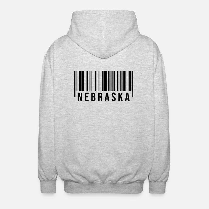 Code-barres du Nebraska - Veste à capuche unisexe - gris clair chiné