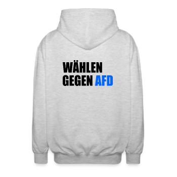 Wählen gegen afd - Unisex Kapuzenjacke - Hellgrau meliert - Hinten - AI Model Male 185 light (185cm)
