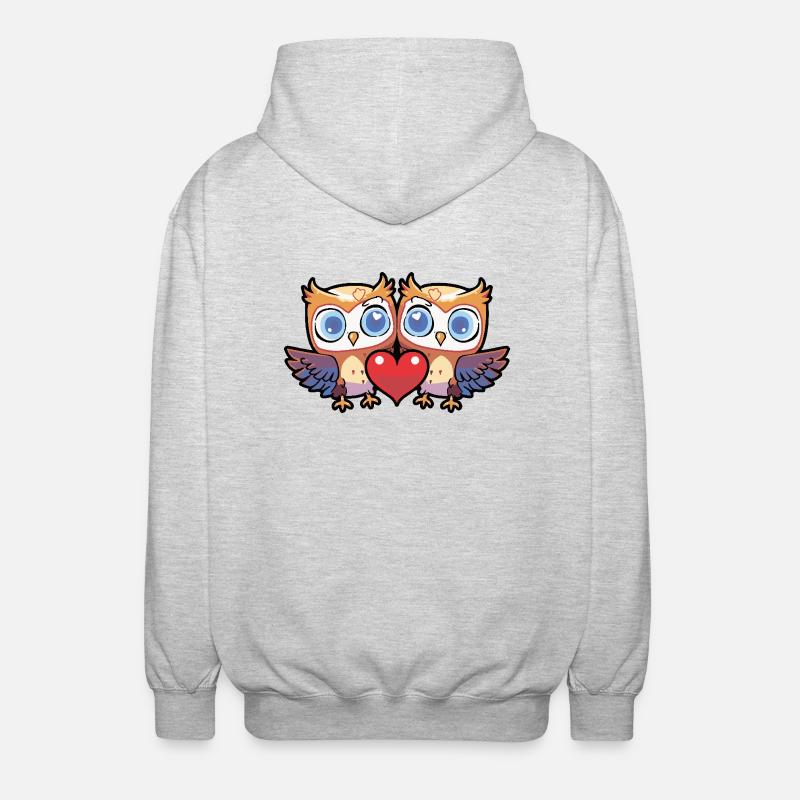 Couple de hiboux Saint-Valentin - Veste à capuche unisexe - gris clair chiné