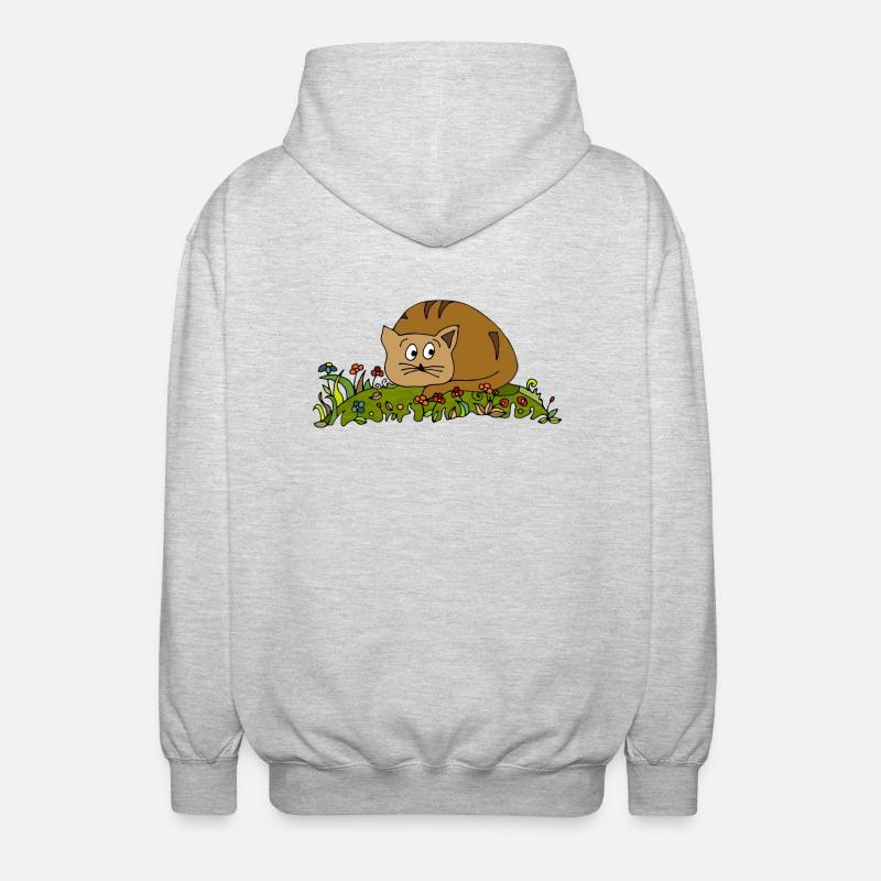 Katze - Unisex Kapuzenjacke - Hellgrau meliert