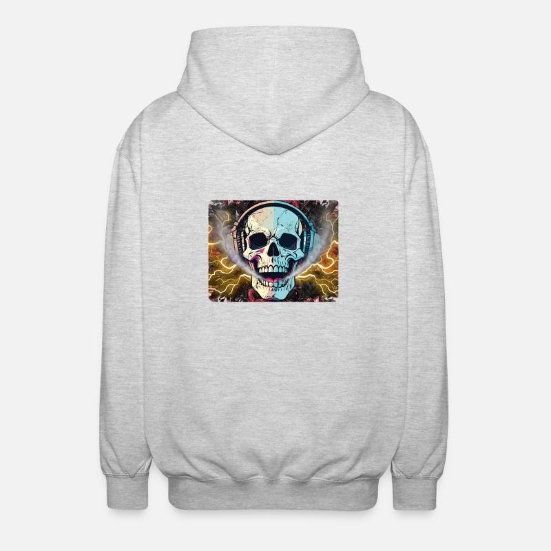 Neon Skull Beats/Psychedelic Soundwave Skull - Unisex Kapuzenjacke - Hellgrau meliert