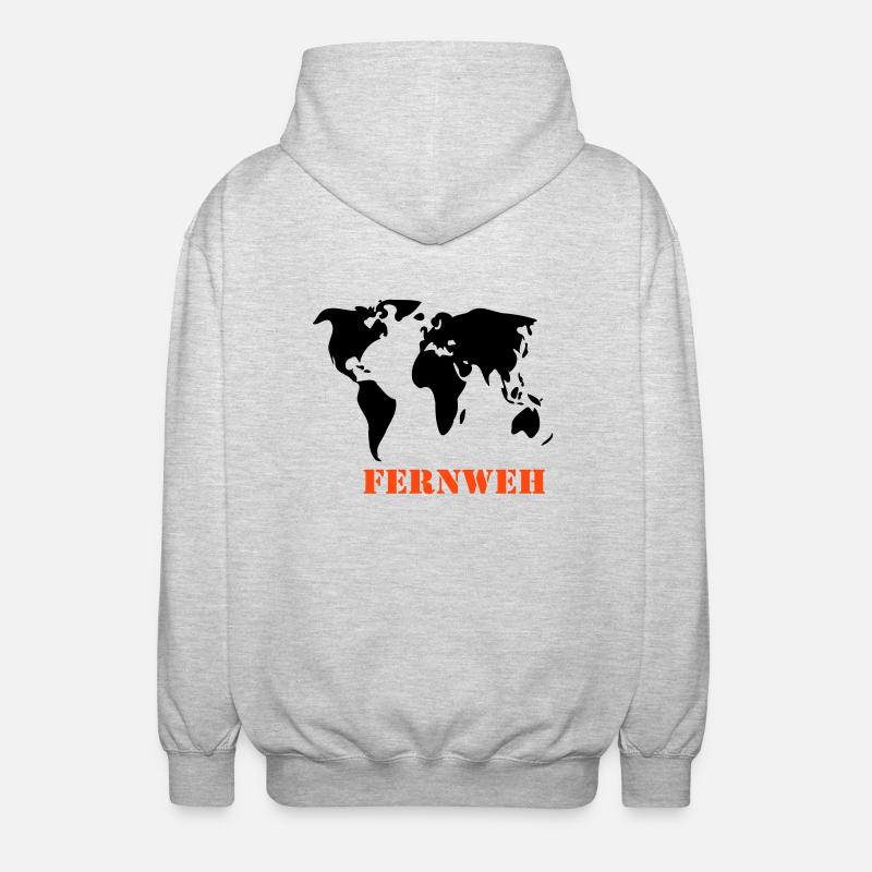 World Map Wanderlust - Unisex Hooded Jacket - light heather grey
