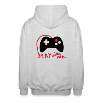 Play with me / Konsole / Gaming / Controller - Unisex Kapuzenjacke - Hellgrau meliert - Hinten - AI Model Male 185 light (185cm)