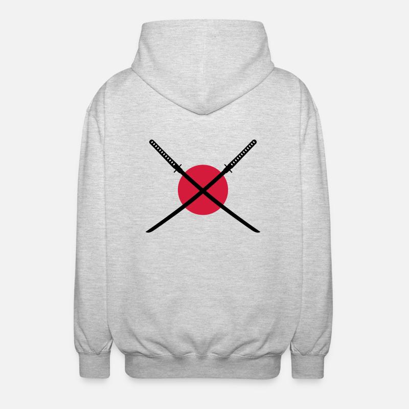 samurai_schwert_japan_2c - Unisex Kapuzenjacke - Hellgrau meliert