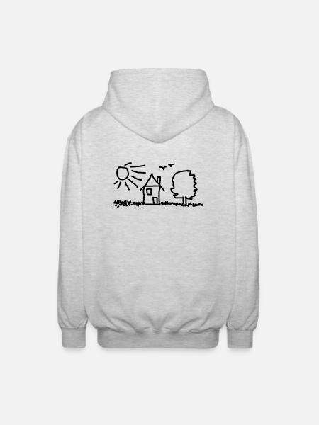 Haus Baum Sonne - Unisex Kapuzenjacke - Hellgrau meliert