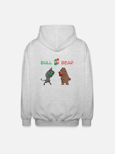 Bull vs. Orso, del mercato azionario, le scorte, idea regalo - Felpa unisex con cappuccio - grigio chiaro melange
