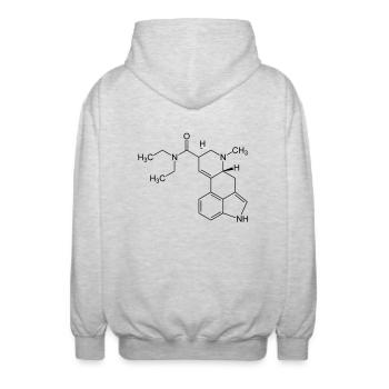 LSD Strukturformel - Unisex Kapuzenjacke - Hellgrau meliert - Hinten - AI Model Male 185 light (185cm)