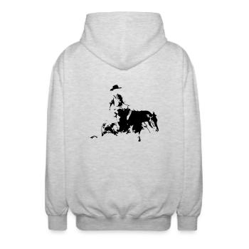 Sliding Stop Silhouette Reining Westernreiten - Unisex Kapuzenjacke - Hellgrau meliert - Hinten - AI Model Male 185 light (185cm)