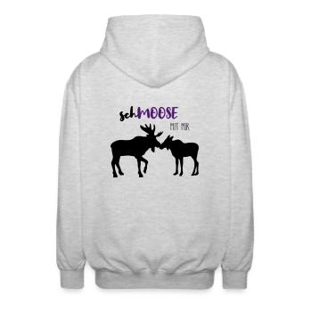 Moose Love - Unisex Kapuzenjacke - Hellgrau meliert - Hinten - AI Model Male 185 light (185cm)
