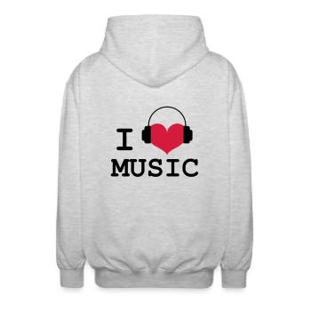 I Love Music ! - Veste à capuche unisexe - gris clair chiné - Dos - AI Model Male 185 light (185cm)