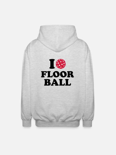 I love Floorball - Unisex Hooded Jacket - light heather grey