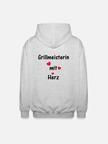 Grillmeisterin mit Herz - Unisex Kapuzenjacke - Hellgrau meliert