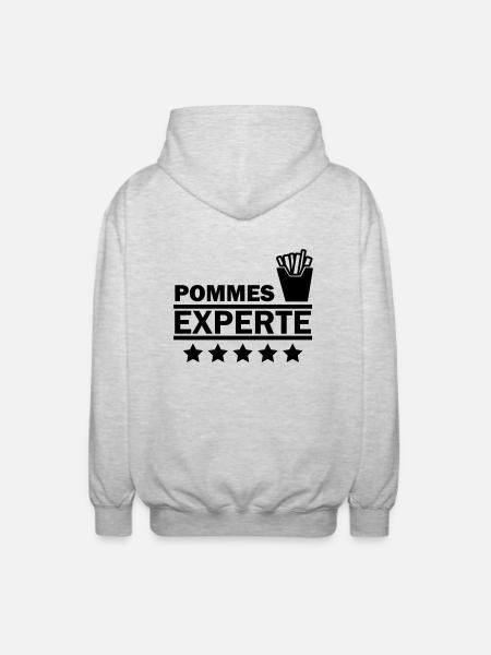 pommes experte - Unisex Kapuzenjacke - Hellgrau meliert
