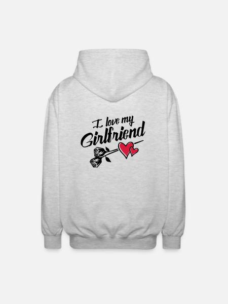 i love my girlfriend - Unisex Kapuzenjacke - Hellgrau meliert