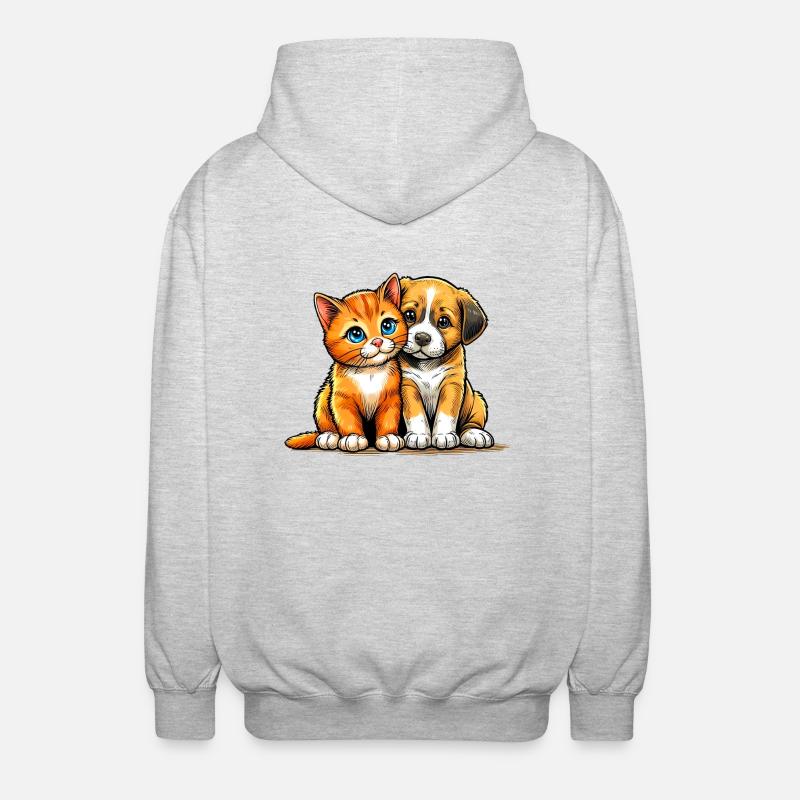 Chien et chat - Veste à capuche unisexe - gris clair chiné