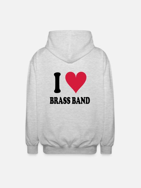 I love Brass Band - Unisex Hooded Jacket - light heather grey