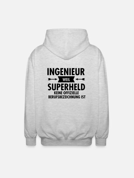 Ingenieur - Superheld - Unisex Kapuzenjacke - Hellgrau meliert