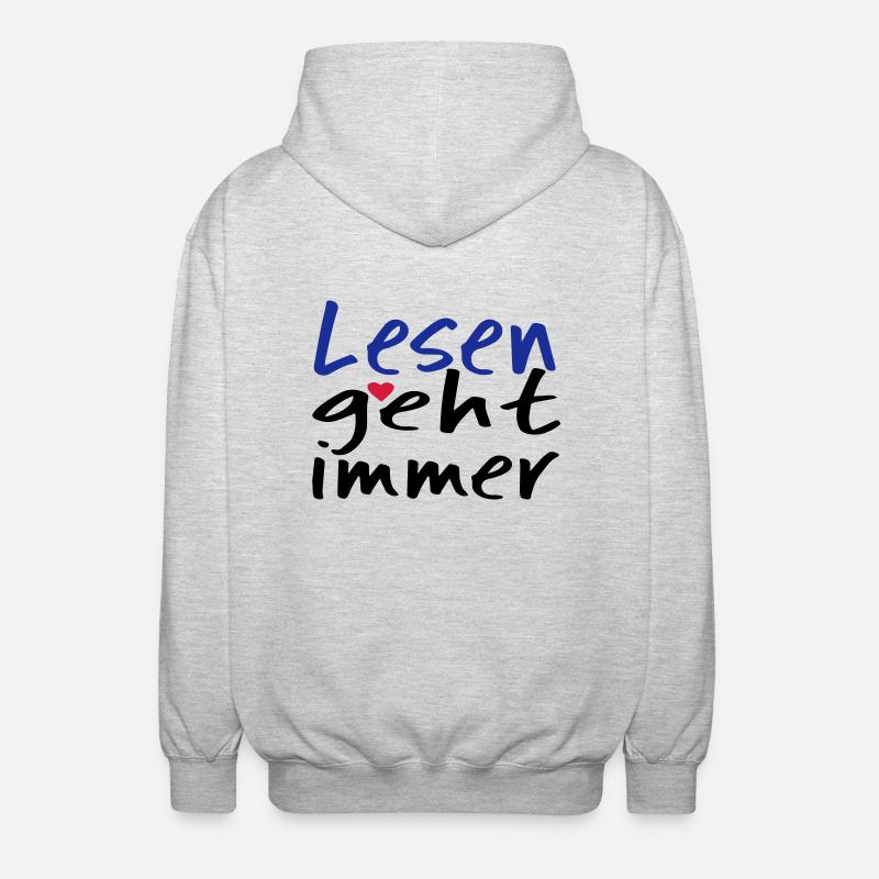 Lesen geht immer! - Unisex Kapuzenjacke - Hellgrau meliert