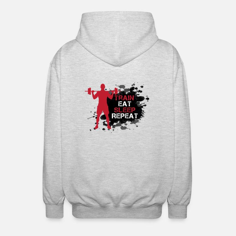 Train - Eat - Sleep - Repeat - Unisex Kapuzenjacke - Hellgrau meliert
