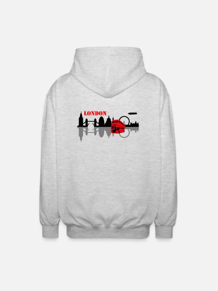 london skyline - Unisex Hooded Jacket - light heather grey