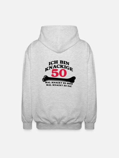 Birthday - I'm 50 Crunchy - Unisex Hooded Jacket - light heather grey